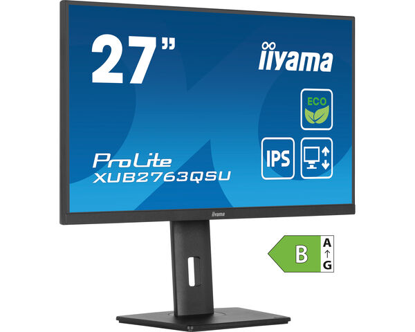 ProLite XUB2763QSU-B1 - 27" (68.6 cm) Monitor mit IPS-Panel-Technologie, QHD -Auflösung, einem höhenverstellbaren Standfuß und Energieklasse B